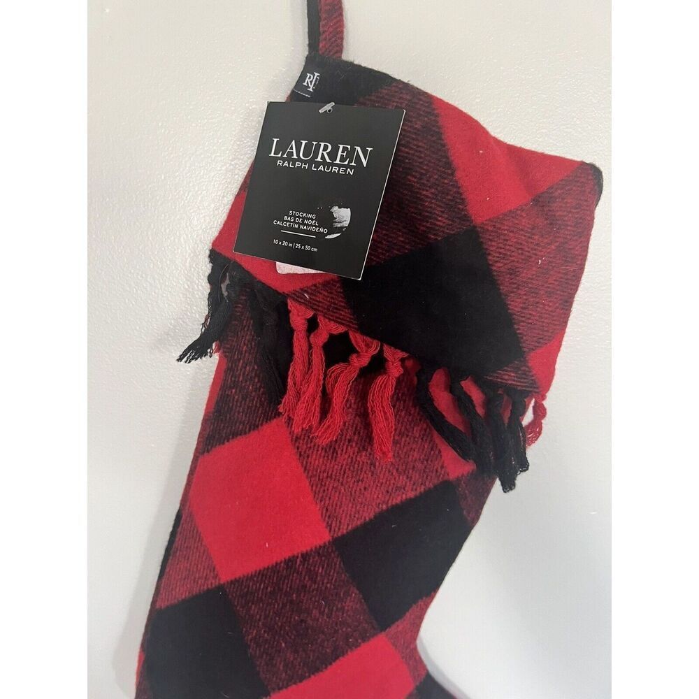 NWOT LAUREN  RALPH LAUREN BUFFALO PLAID CHRISTMAS STOCKING 20" - Picture 2 of 3